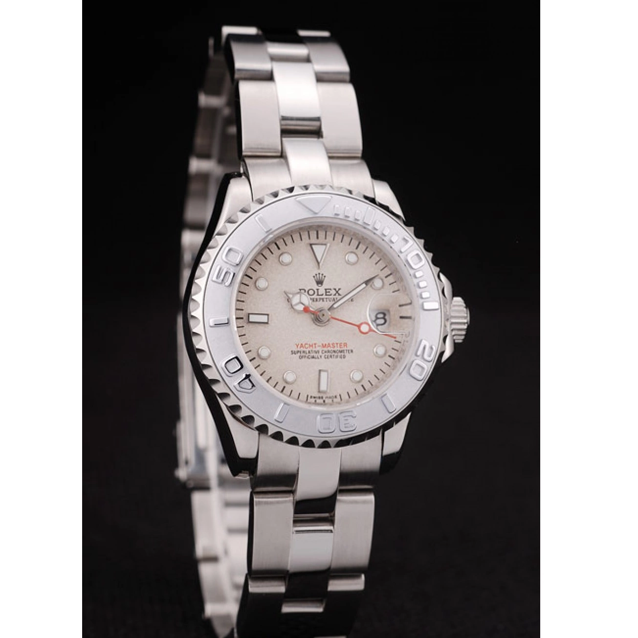 Aaa replica watch Silver Yacht Beige Dial Rolex Bezel Master 0803